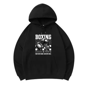 300 GSM Men s Cotton Hoodies Boxing Streetwear Print Premium Cotton Sweatshirt XS армия зеленый