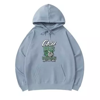 300 GSM Men s Cotton Hoodies Cash Rules Print Premium Cotton Sweatshirt XS армия зеленый