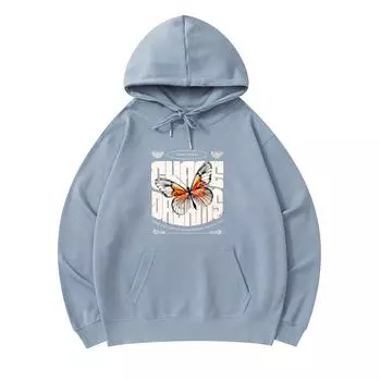 300 GSM Men s Cotton Hoodies Chase Dreams Butterfly Print Premium Cotton Sweatshirt XS армия зеленый