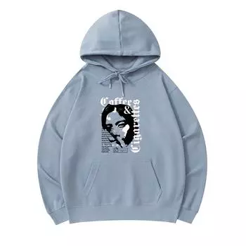 300 GSM Men s Cotton Hoodies Coffee & Cigarettes Print Premium Cotton Sweatshirt XS армия зеленый