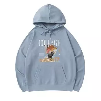 300 GSM Men s Cotton Hoodies Collage Diversity Print Premium Cotton Sweatshirt XS армия зеленый