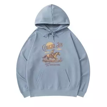 300 GSM Men s Cotton Hoodies Cowgirl Joy Print Premium Cotton Sweatshirt XS армия зеленый