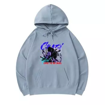 300 GSM Men s Cotton Hoodies Crazy Girl Print Premium Cotton Sweatshirt XS армия зеленый