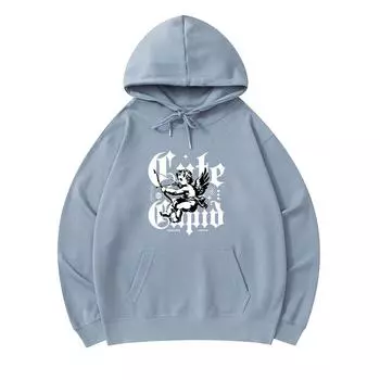 300 GSM Men s Cotton Hoodies Cute Cupid Simple Streetwear Print Premium Cotton Sweatshirt XS армия зеленый