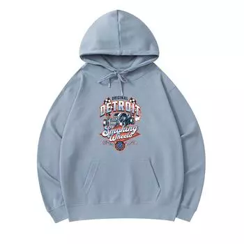 300 GSM Men s Cotton Hoodies Detroit Smoking Wheels Classic Car Print Premium Cotton Sweatshirt XS армия зеленый