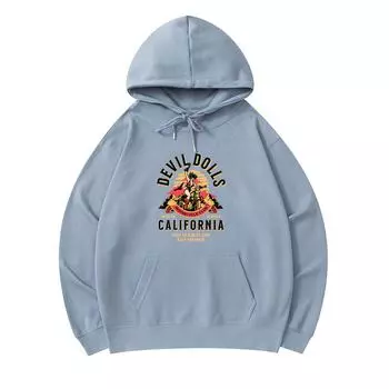 300 GSM Men s Cotton Hoodies Devil Dolls Motorcycle Race Print Premium Cotton Sweatshirt XS армия зеленый