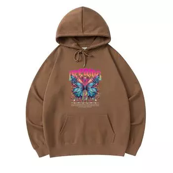 300 GSM Men s Cotton Hoodies Dreams Butterfly Print Premium Cotton Sweatshirt XS армия зеленый