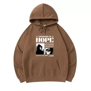 300 GSM Men s Cotton Hoodies Drowning In Hope Print Premium Cotton Sweatshirt XS армия зеленый