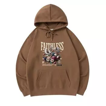 300 GSM Men s Cotton Hoodies Faithless Print Premium Cotton Sweatshirt XS армия зеленый