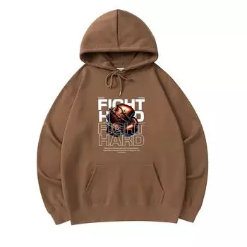 300 GSM Men s Cotton Hoodies Fight Hard Print Premium Cotton Sweatshirt XS армия зеленый