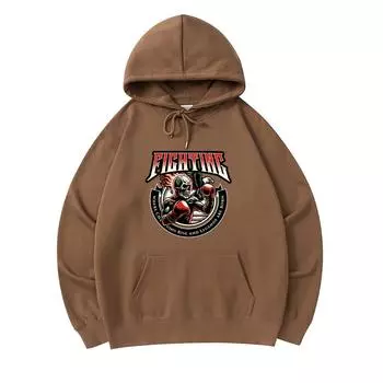 300 GSM Men s Cotton Hoodies Fighting Champion Print Premium Cotton Sweatshirt XS армия зеленый