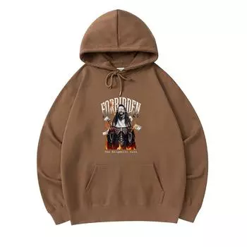 300 GSM Men s Cotton Hoodies Forbidden Print Premium Cotton Sweatshirt XS армия зеленый