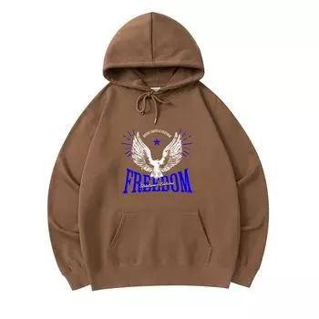 300 GSM Men s Cotton Hoodies Freedom Bird Print Premium Cotton Sweatshirt XS армия зеленый