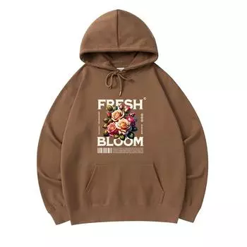 300 GSM Men s Cotton Hoodies Fresh Bloom Print Premium Cotton Sweatshirt XS армия зеленый