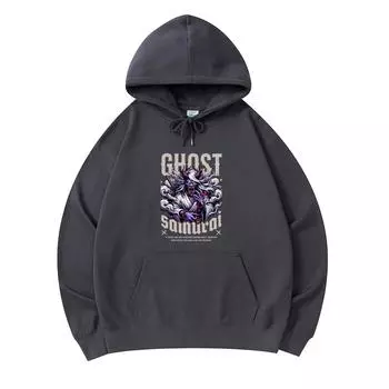 300 GSM Men s Cotton Hoodies Ghost Samurai Print Premium Cotton Sweatshirt XS армия зеленый