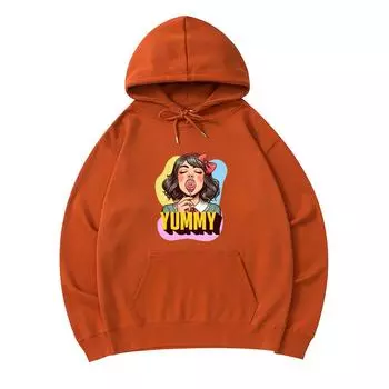 300 GSM Men s Cotton Hoodies Girl with lollipop art retro pop Print Premium Cotton Sweatshirt XS армия зеленый
