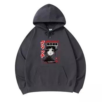 300 GSM Men s Cotton Hoodies Glitched Love Print Premium Cotton Sweatshirt XS армия зеленый