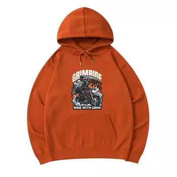 300 GSM Men s Cotton Hoodies Grim Ride Print Premium Cotton Sweatshirt XS армия зеленый