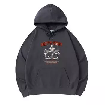 300 GSM Men s Cotton Hoodies Gritty Story Print Premium Cotton Sweatshirt XS армия зеленый