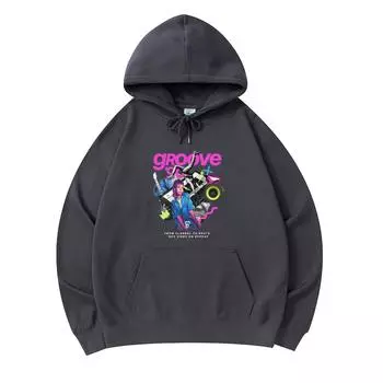 300 GSM Men s Cotton Hoodies Groove 90 Print Premium Cotton Sweatshirt XS армия зеленый