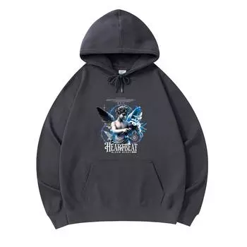 300 GSM Men s Cotton Hoodies Heartbeat Bloom Burst Print Premium Cotton Sweatshirt XS армия зеленый