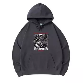 300 GSM Men s Cotton Hoodies Hellbound Melodies Print Premium Cotton Sweatshirt XS армия зеленый