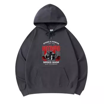 300 GSM Men s Cotton Hoodies Hotroad Speed Shop Print Premium Cotton Sweatshirt XS армия зеленый
