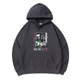 300 GSM Men s Cotton Hoodies Humanoid Inteligent Print Premium Cotton Sweatshirt XS армия зеленый