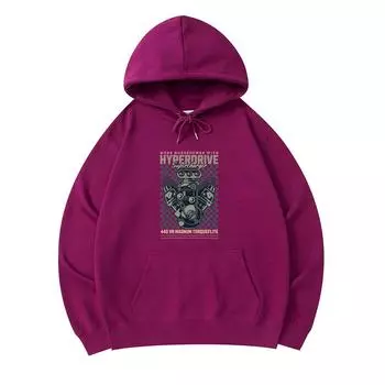 300 GSM Men s Cotton Hoodies Hyperdrive Supercharger Print Premium Cotton Sweatshirt XS армия зеленый