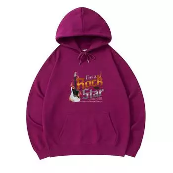 300 GSM Men s Cotton Hoodies Im a Rock Star Print Premium Cotton Sweatshirt XS армия зеленый