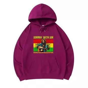 300 GSM Men s Cotton Hoodies Jammin With Jah Print Premium Cotton Sweatshirt XS армия зеленый