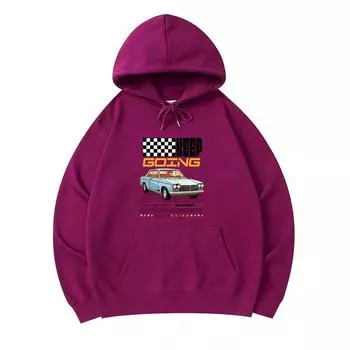 300 GSM Men s Cotton Hoodies Keep Going Retro Car Print Premium Cotton Sweatshirt XS армия зеленый