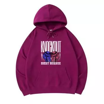 300 GSM Men s Cotton Hoodies KNOCKOUT Print Premium Cotton Sweatshirt XS армия зеленый