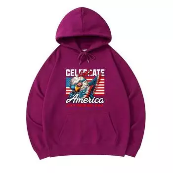 300 GSM Men s Cotton Hoodies Lets Celebrate America Print Premium Cotton Sweatshirt XS армия зеленый