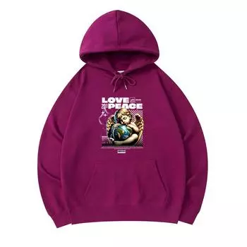 300 GSM Men s Cotton Hoodies Love Peace Print Premium Cotton Sweatshirt XS армия зеленый