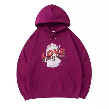 300 GSM Men s Cotton Hoodies Love in Crazy Times Print Premium Cotton Sweatshirt XS армия зеленый