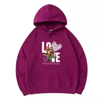 300 GSM Men s Cotton Hoodies Love Print Premium Cotton Sweatshirt XS армия зеленый