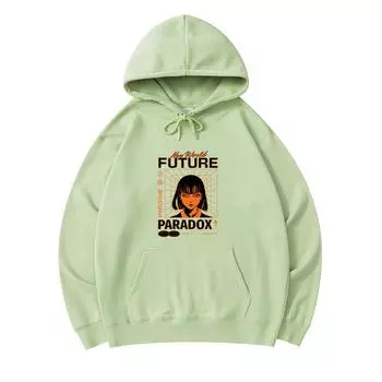 300 GSM Men s Cotton Hoodies New World Future Print Premium Cotton Sweatshirt XS армия зеленый