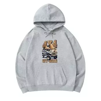 300 GSM Men s Cotton Hoodies Offroad 4x4 Print Premium Cotton Sweatshirt XS армия зеленый