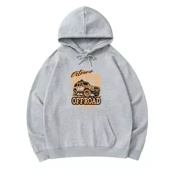 300 GSM Men s Cotton Hoodies Offroad Print Premium Cotton Sweatshirt XS армия зеленый