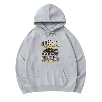 300 GSM Men s Cotton Hoodies Old School Garage Philadelphia Car Print Premium Cotton Sweatshirt XS армия зеленый