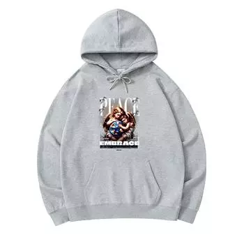 300 GSM Men s Cotton Hoodies Peace Embrace Print Premium Cotton Sweatshirt XS армия зеленый