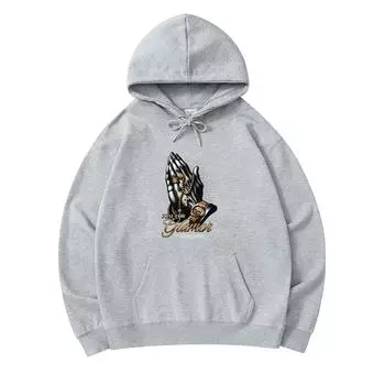 300 GSM Men s Cotton Hoodies Pray For Glamor Print Premium Cotton Sweatshirt XS армия зеленый