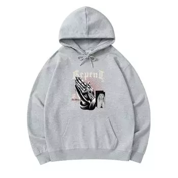 300 GSM Men s Cotton Hoodies Pray Print Premium Cotton Sweatshirt XS армия зеленый