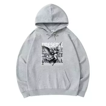 300 GSM Men s Cotton Hoodies Presence Angle Print Premium Cotton Sweatshirt XS армия зеленый