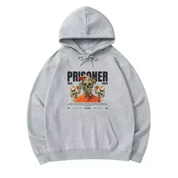 300 GSM Men s Cotton Hoodies Prisoner Print Premium Cotton Sweatshirt XS армия зеленый