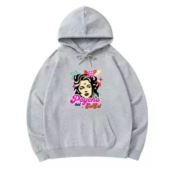 300 GSM Men s Cotton Hoodies Psycho but Sweet Print Premium Cotton Sweatshirt XS армия зеленый