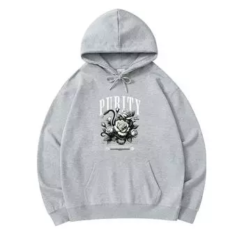 300 GSM Men s Cotton Hoodies Purity Print Premium Cotton Sweatshirt XS армия зеленый