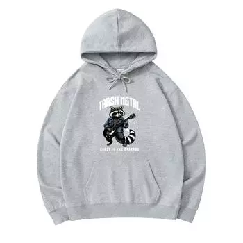 300 GSM Men s Cotton Hoodies Raccoon playing guitar Print Premium Cotton Sweatshirt XS армия зеленый