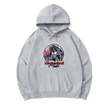 300 GSM Men s Cotton Hoodies Rampaging T-rex Print Premium Cotton Sweatshirt XS армия зеленый